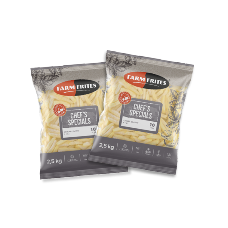 FARM FRITES ΠΑΤΑΤΕΣ CRISPY COATED 10Χ10 4X2.5KG ΒΕΛΓΙΟΥ