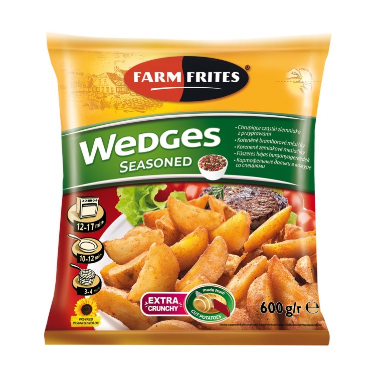 FARM FRITES ΠΑΤΑΤΕΣ SEASONED WEDGES SKIN ON 16X600ΓΡ