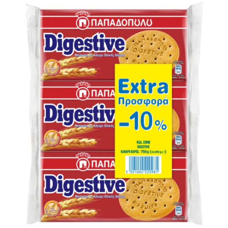 ΠΑΠΑΔΟΠΟΥΛΟΥ ΜΠΙΣΚΟΤΑ DIGESTIVE 12X(3X250GR, -10%)