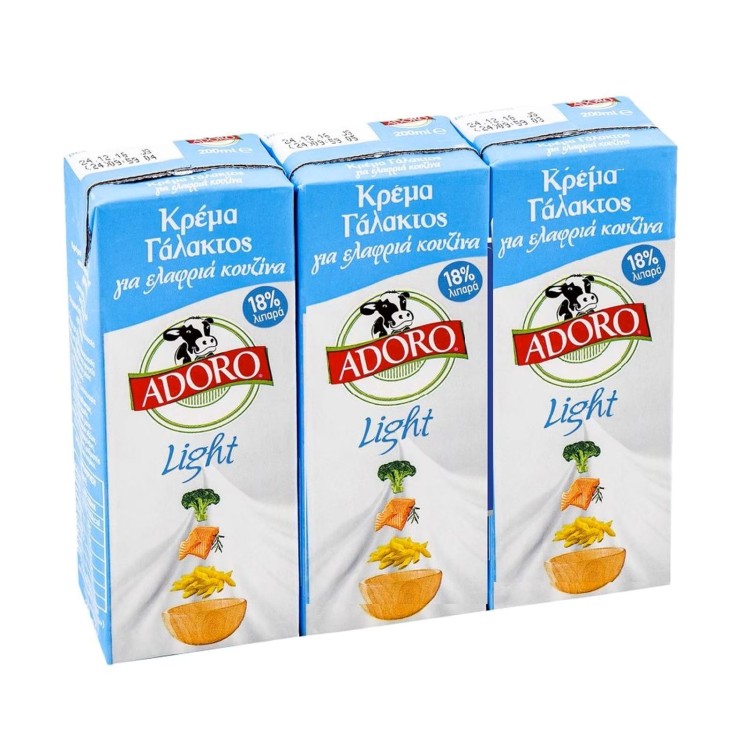 ADORO ΚΡΕΜΑ ΓΑΛΑΚΤΟΣ LIGHT 200ML 3ΠΛΟ 10X3SET