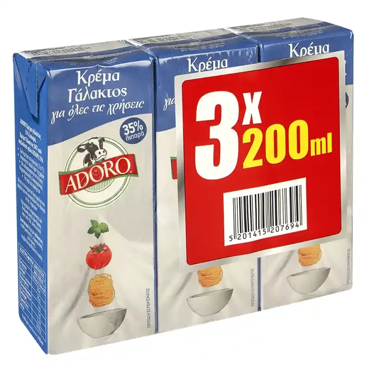 ADORO ΚΡΕΜΑ ΓΑΛΑΚΤΟΣ 35% 200ML 3ΠΛΟ 10X3SET